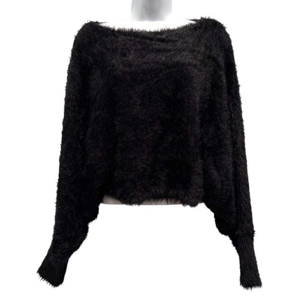 Altard State Fuzzy Eyelash Batwing Cropped Sweater Whimsigoth Black Womens‎ XS